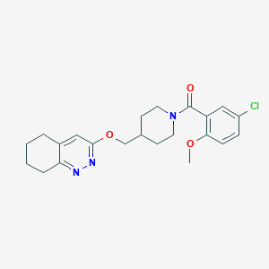 molecular formula C22H26ClN3O3 B2574603 (5-Chloro-2-methoxyphenyl)(4-(((5,6,7,8-tetrahydrocinnolin-3-yl)oxy)methyl)piperidin-1-yl)methanone CAS No. 2310123-23-8