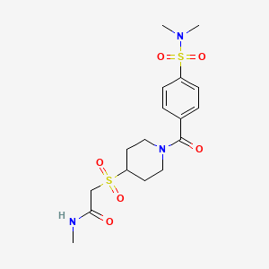 molecular formula C17H25N3O6S2 B2574613 2-((1-(4-(N,N-dimethylsulfamoyl)benzoyl)piperidin-4-yl)sulfonyl)-N-methylacetamide CAS No. 1798623-61-6
