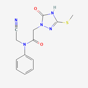 molecular formula C13H13N5O2S B2574617 N-(Cyanomethyl)-2-(3-methylsulfanyl-5-oxo-4H-1,2,4-triazol-1-yl)-N-phenylacetamide CAS No. 2418716-38-6