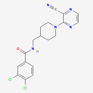 3,4-dichloro-N-((1-(3-cyanopyrazin-2-yl)piperidin-4-yl)methyl)benzamide