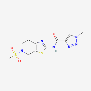 molecular formula C11H14N6O3S2 B2574638 1-methyl-N-(5-(methylsulfonyl)-4,5,6,7-tetrahydrothiazolo[5,4-c]pyridin-2-yl)-1H-1,2,3-triazole-4-carboxamide CAS No. 1421528-85-9