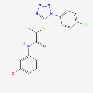 molecular formula C17H16ClN5O2S B2574639 2-((1-(4-氯苯基)-1H-四唑-5-基)硫代)-N-(3-甲氧基苯基)丙酰胺 CAS No. 890637-73-7