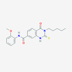 molecular formula C21H23N3O3S B2574644 N-(2-甲氧基苯基)-4-氧代-3-戊基-2-硫代亚氨基-1H-喹唑啉-7-甲酰胺 CAS No. 309940-44-1