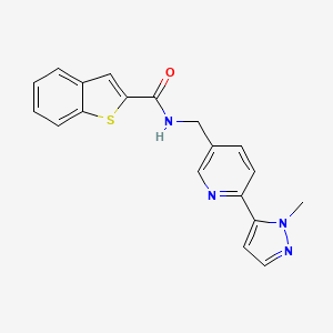 molecular formula C19H16N4OS B2574646 N-((6-(1-methyl-1H-pyrazol-5-yl)pyridin-3-yl)methyl)benzo[b]thiophene-2-carboxamide CAS No. 2034369-00-9