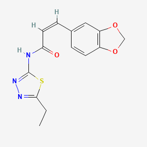 molecular formula C14H13N3O3S B2574654 (Z)-3-(苯并[d][1,3]二氧杂环-5-基)-N-(5-乙基-1,3,4-噻二唑-2-基)丙烯酰胺 CAS No. 424806-60-0