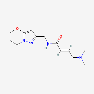molecular formula C13H20N4O2 B2574655 (E)-N-(6,7-Dihydro-5H-pyrazolo[5,1-b][1,3]oxazin-2-ylmethyl)-4-(dimethylamino)but-2-enamide CAS No. 2411322-66-0