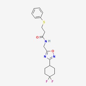 molecular formula C18H21F2N3O2S B2574657 N-((3-(4,4-difluorocyclohexyl)-1,2,4-oxadiazol-5-yl)methyl)-3-(phenylthio)propanamide CAS No. 2034231-89-3