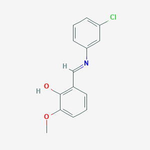 molecular formula C14H12ClNO2 B2574668 2-{(E)-[(3-chlorophenyl)imino]methyl}-6-methoxyphenol CAS No. 112628-75-8