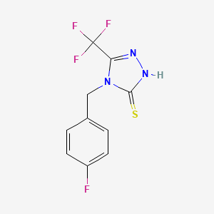 molecular formula C10H7F4N3S B2574682 4-(4-fluorobenzyl)-5-(trifluoromethyl)-2,4-dihydro-3H-1,2,4-triazole-3-thione CAS No. 866152-81-0