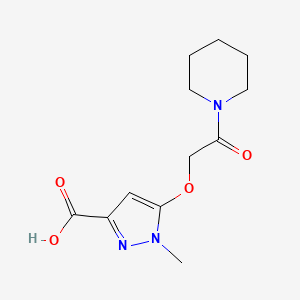molecular formula C12H17N3O4 B2574688 1-Methyl-5-(2-oxo-2-(piperidin-1-yl)ethoxy)-1H-pyrazole-3-carboxylic acid CAS No. 1241673-88-0