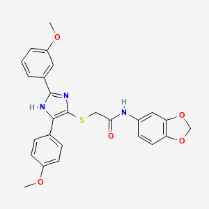 N-(2H-1,3-benzodioxol-5-yl)-2-{[2-(3-methoxyphenyl)-5-(4-methoxyphenyl)-1H-imidazol-4-yl]sulfanyl}acetamide