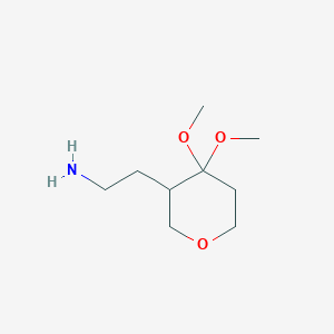 molecular formula C9H19NO3 B2574692 2-(4,4-Dimethoxytetrahydro-2H-pyran-3-yl)ethan-1-amine CAS No. 2126159-56-4
