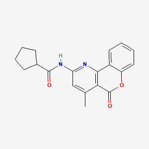 molecular formula C19H18N2O3 B2574694 N-(4-methyl-5-oxo-5H-chromeno[4,3-b]pyridin-2-yl)cyclopentanecarboxamide CAS No. 851411-13-7