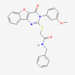 molecular formula C26H21N3O4S B2574699 N-benzyl-2-[[3-(3-methoxyphenyl)-4-oxo-[1]benzofuro[3,2-d]pyrimidin-2-yl]sulfanyl]acetamide CAS No. 872209-32-0