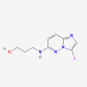 molecular formula C9H11IN4O B2574708 3-({3-Iodoimidazo[1,2-b]pyridazin-6-yl}amino)propan-1-ol CAS No. 1803594-78-6