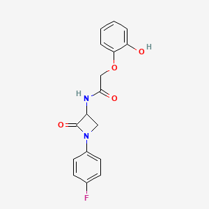 molecular formula C17H15FN2O4 B2574710 N-[1-(4-fluorophenyl)-2-oxoazetidin-3-yl]-2-(2-hydroxyphenoxy)acetamide CAS No. 2093506-13-7