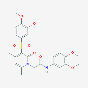 molecular formula C25H26N2O8S B2574716 N-(2,3-dihydrobenzo[b][1,4]dioxin-6-yl)-2-(3-((3,4-dimethoxyphenyl)sulfonyl)-4,6-dimethyl-2-oxopyridin-1(2H)-yl)acetamide CAS No. 1185068-95-4