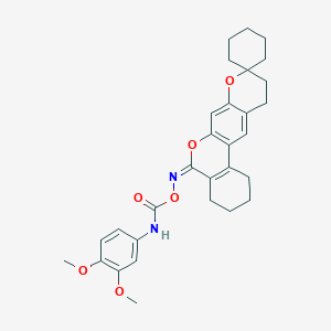(E)-1H-3,4,10,11-tetrahydro-1H-spiro[benzo[c]pyrano[3,2-g]chromene-9,1'-cyclohexan]-5(2H)-one O-((3,4-dimethoxyphenyl)carbamoyl) oxime