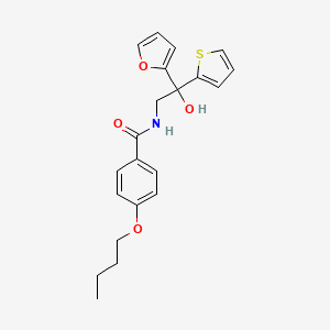 molecular formula C21H23NO4S B2574726 4-butoxy-N-(2-(furan-2-yl)-2-hydroxy-2-(thiophen-2-yl)ethyl)benzamide CAS No. 2034333-45-2