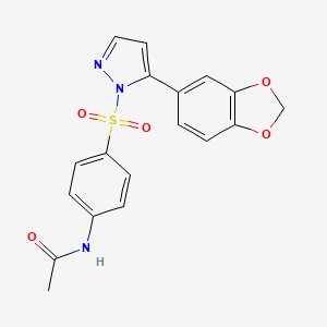 molecular formula C18H15N3O5S B2574730 N-(4-{[5-(1,3-benzodioxol-5-yl)-1H-pyrazol-1-yl]sulfonyl}phenyl)acetamide CAS No. 955976-38-2