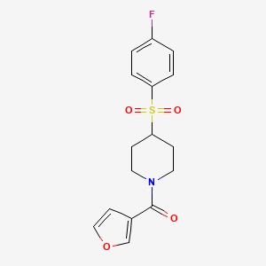 molecular formula C16H16FNO4S B2574733 (4-((4-Fluorophenyl)sulfonyl)piperidin-1-yl)(furan-3-yl)methanone CAS No. 1448030-50-9
