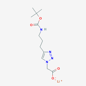 molecular formula C12H19LiN4O4 B2574737 锂(1+)离子 2-[4-(3-{[(叔丁氧羰基)氨基]丙基)-1H-1,2,3-三唑-1-基]乙酸盐 CAS No. 2155855-62-0