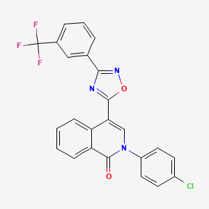 molecular formula C24H13ClF3N3O2 B2574749 2-(4-chlorophenyl)-4-{3-[3-(trifluoromethyl)phenyl]-1,2,4-oxadiazol-5-yl}isoquinolin-1(2H)-one CAS No. 1326926-01-5