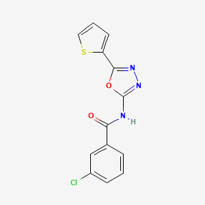 molecular formula C13H8ClN3O2S B2574758 3-chloro-N-(5-(thiophen-2-yl)-1,3,4-oxadiazol-2-yl)benzamide CAS No. 865287-67-8