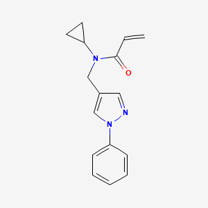 molecular formula C16H17N3O B2574767 N-Cyclopropyl-N-[(1-phenylpyrazol-4-yl)methyl]prop-2-enamide CAS No. 2411252-91-8