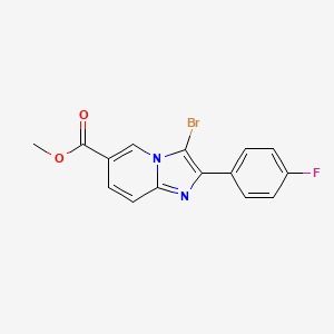 molecular formula C15H10BrFN2O2 B2574771 3-溴-2-(4-氟苯基)咪唑并[1,2-a]吡啶-6-甲酸甲酯 CAS No. 866133-55-3