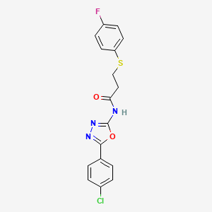 molecular formula C17H13ClFN3O2S B2574775 N-[5-(4-chlorophenyl)-1,3,4-oxadiazol-2-yl]-3-(4-fluorophenyl)sulfanylpropanamide CAS No. 896019-66-2