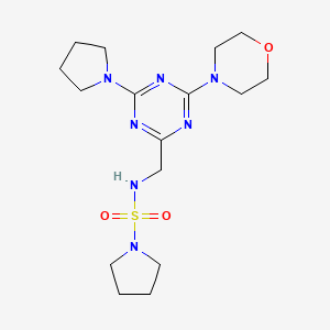 molecular formula C16H27N7O3S B2574778 N-((4-morpholino-6-(pyrrolidin-1-yl)-1,3,5-triazin-2-yl)methyl)pyrrolidine-1-sulfonamide CAS No. 2034410-84-7