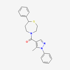 molecular formula C22H23N3OS B2574780 (5-甲基-1-苯基-1H-吡唑-4-基)(7-苯基-1,4-噻吩-4-基)甲酮 CAS No. 1798041-56-1