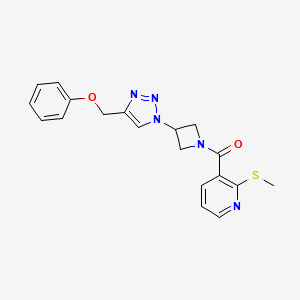 molecular formula C19H19N5O2S B2574787 (2-(甲硫基)吡啶-3-基)(3-(4-(苯氧基甲基)-1H-1,2,3-三唑-1-基)氮杂环丁-1-基)甲酮 CAS No. 2034401-68-6