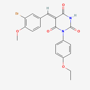 molecular formula C20H17BrN2O5 B2574788 (5Z)-5-[(3-bromo-4-methoxyphenyl)methylidene]-1-(4-ethoxyphenyl)-1,3-diazinane-2,4,6-trione CAS No. 313508-48-4