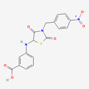 molecular formula C17H13N3O6S B2574790 3-((3-(4-Nitrobenzyl)-2,4-dioxothiazolidin-5-yl)amino)benzoic acid CAS No. 1008010-62-5