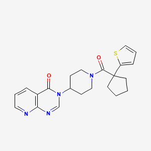 molecular formula C22H24N4O2S B2574791 3-(1-(1-(thiophen-2-yl)cyclopentanecarbonyl)piperidin-4-yl)pyrido[2,3-d]pyrimidin-4(3H)-one CAS No. 2034424-01-4