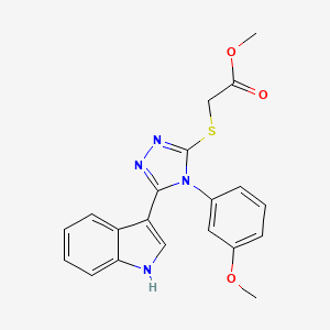 molecular formula C20H18N4O3S B2574798 methyl 2-((5-(1H-indol-3-yl)-4-(3-methoxyphenyl)-4H-1,2,4-triazol-3-yl)thio)acetate CAS No. 852145-55-2