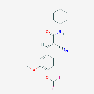 molecular formula C18H20F2N2O3 B2574799 (E)-2-cyano-N-cyclohexyl-3-[4-(difluoromethoxy)-3-methoxyphenyl]prop-2-enamide CAS No. 569311-72-4