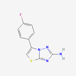 molecular formula C10H7FN4S B2574800 6-(4-Fluorophenyl)-[1,2,4]triazolo[3,2-b][1,3]thiazol-2-amine CAS No. 775545-86-3
