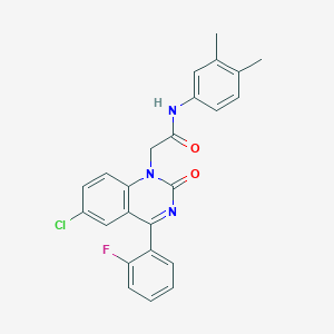 2-(6-chloro-4-(2-fluorophenyl)-2-oxoquinazolin-1(2H)-yl)-N-(3,4-dimethylphenyl)acetamide