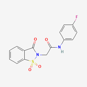 2-(1,1-dioxido-3-oxo-1,2-benzothiazol-2(3H)-yl)-N-(4-fluorophenyl)acetamide