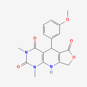 molecular formula C18H17N3O5 B2574823 8-(3-Methoxyphenyl)-11,13-dimethyl-5-oxa-2,11,13-triazatricyclo[7.4.0.0^{3,7}]trideca-1(9),3(7)-diene-6,10,12-trione CAS No. 896013-13-1