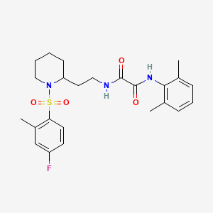 molecular formula C24H30FN3O4S B2574835 N1-(2,6-dimethylphenyl)-N2-(2-(1-((4-fluoro-2-methylphenyl)sulfonyl)piperidin-2-yl)ethyl)oxalamide CAS No. 898407-28-8