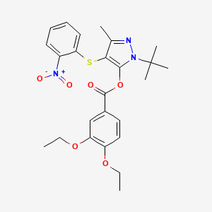 [2-Tert-butyl-5-methyl-4-(2-nitrophenyl)sulfanylpyrazol-3-yl] 3,4-diethoxybenzoate