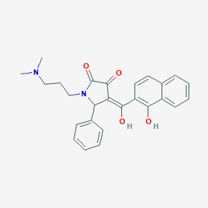 molecular formula C26H26N2O4 B257484 (4E)-1-[3-(dimethylamino)propyl]-4-[hydroxy-(1-hydroxynaphthalen-2-yl)methylidene]-5-phenylpyrrolidine-2,3-dione 