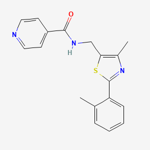 molecular formula C18H17N3OS B2574842 N-((4-methyl-2-(o-tolyl)thiazol-5-yl)methyl)isonicotinamide CAS No. 1797061-79-0