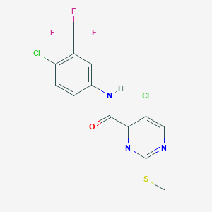 molecular formula C13H8Cl2F3N3OS B2574843 5-chloro-N-[4-chloro-3-(trifluoromethyl)phenyl]-2-(methylsulfanyl)pyrimidine-4-carboxamide CAS No. 879957-83-2