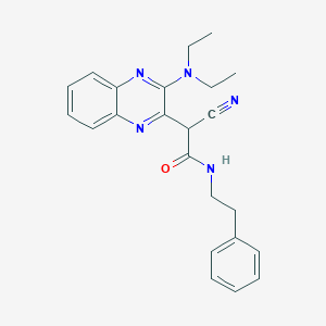 molecular formula C23H25N5O B2574846 2-氰基-2-(3-(二乙氨基)喹喔啉-2-基)-N-苯乙酰胺 CAS No. 377050-06-1