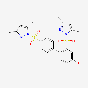 molecular formula C23H24N4O5S2 B2574847 1-({4'-[(3,5-dimethyl-1H-pyrazol-1-yl)sulfonyl]-4-methoxy-[1,1'-biphenyl]-2-yl}sulfonyl)-3,5-dimethyl-1H-pyrazole CAS No. 2249239-45-8